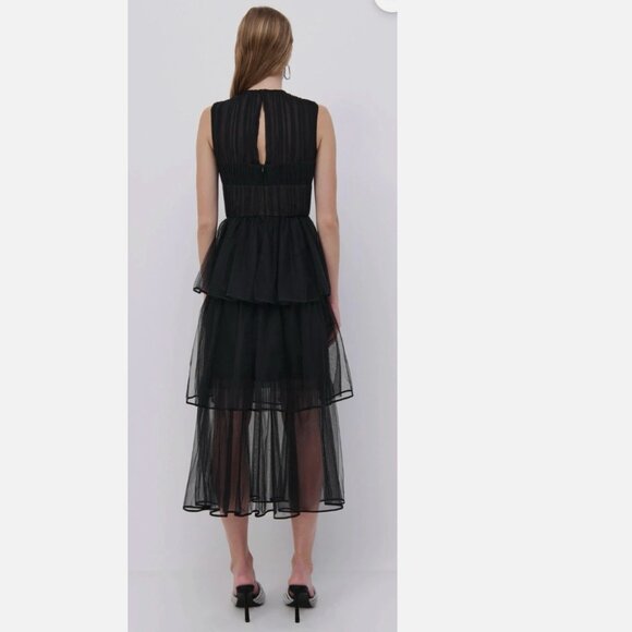 Johnathan Simkhai Tiered Tulle Plisse Midi Dress size 4 - Picture 11 of 11